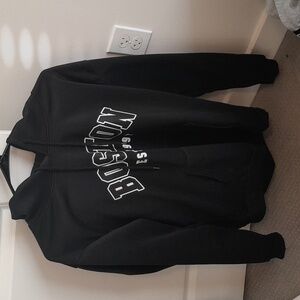 " Boston " Hoodie. 100% Polyester. Brand new. Made in China. Large. Black.